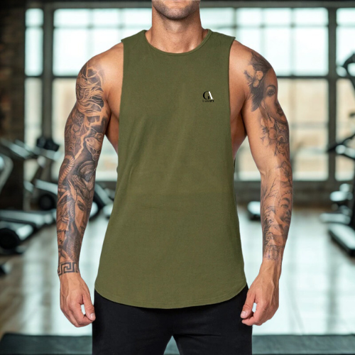 Men’s Cotton Muscle Tank Top Summer Gym Bodybuilding Fitness