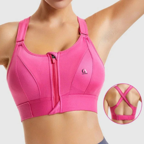 Seamless Shockproof Padded Yoga Bra with front Zipper