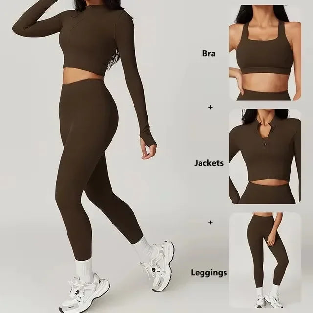 Women’s 3-Piece Yoga Set for Gym & Running