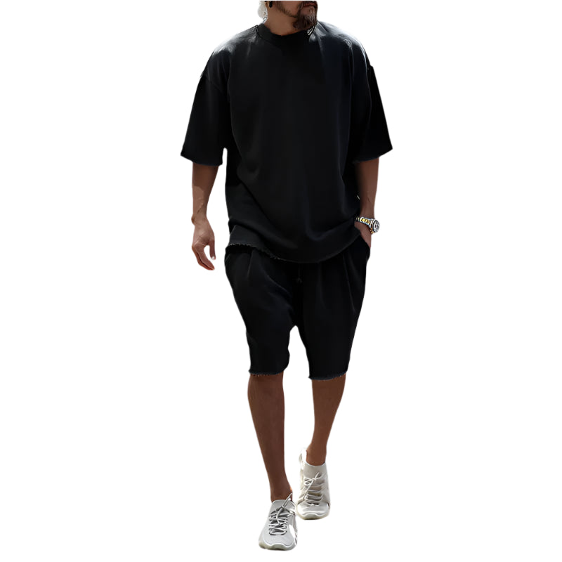 Men’s Summer Cotton Tracksuit Set T-Shirt and Shorts