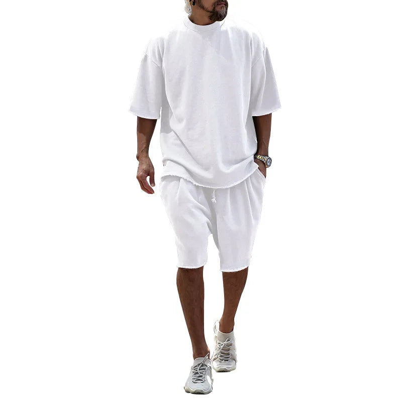 Men’s Summer Cotton Tracksuit Set T-Shirt and Shorts