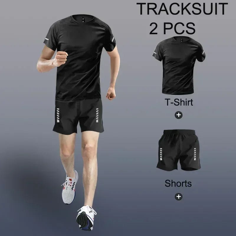 Men’s Sportswear Set Quick Dry Gym Training and Running Tracksuit