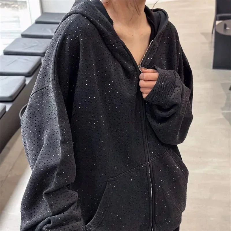 Women's Diamond Pattern Hooded Cardigan