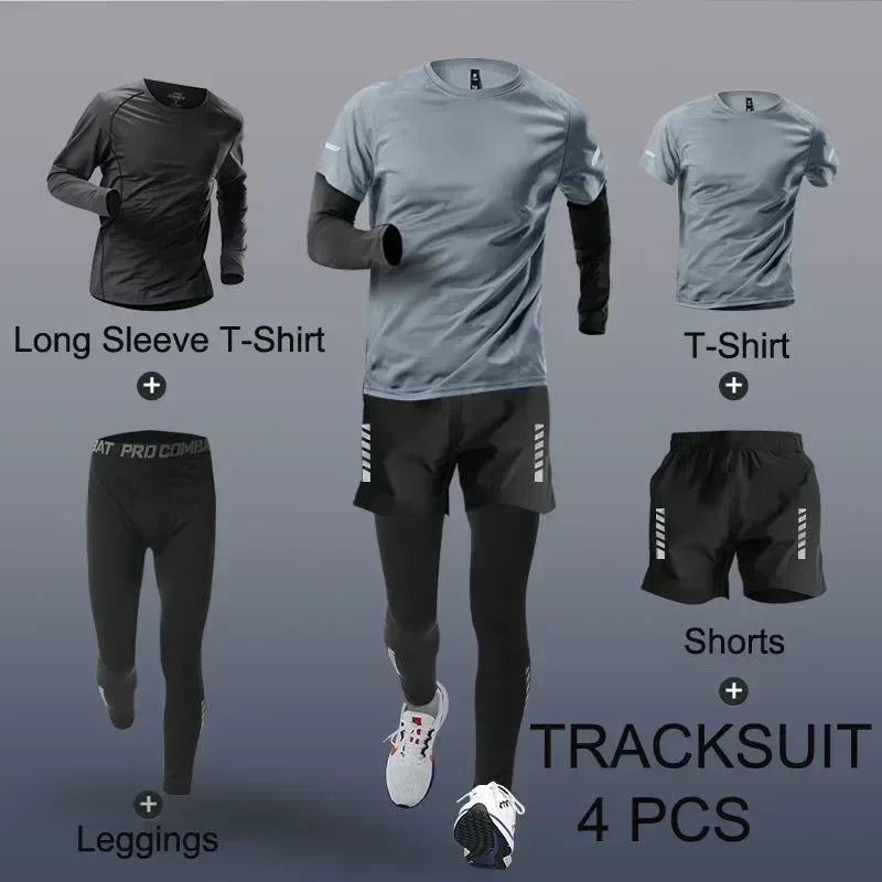 Men’s Sportswear Set Quick Dry Gym Training and Running Tracksuit