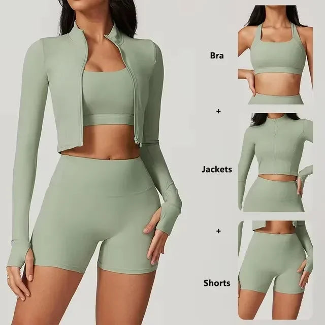 Women’s 3-Piece Yoga Set for Gym & Running