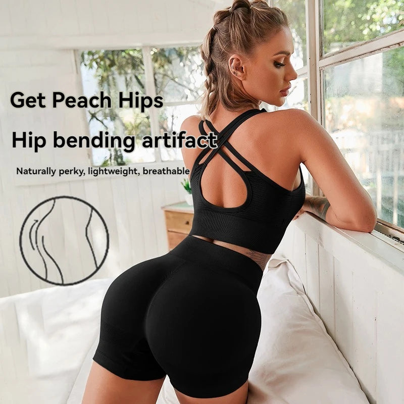 2-Piece Seamless Yoga Set: Crop Top Bra & Shorts for Women