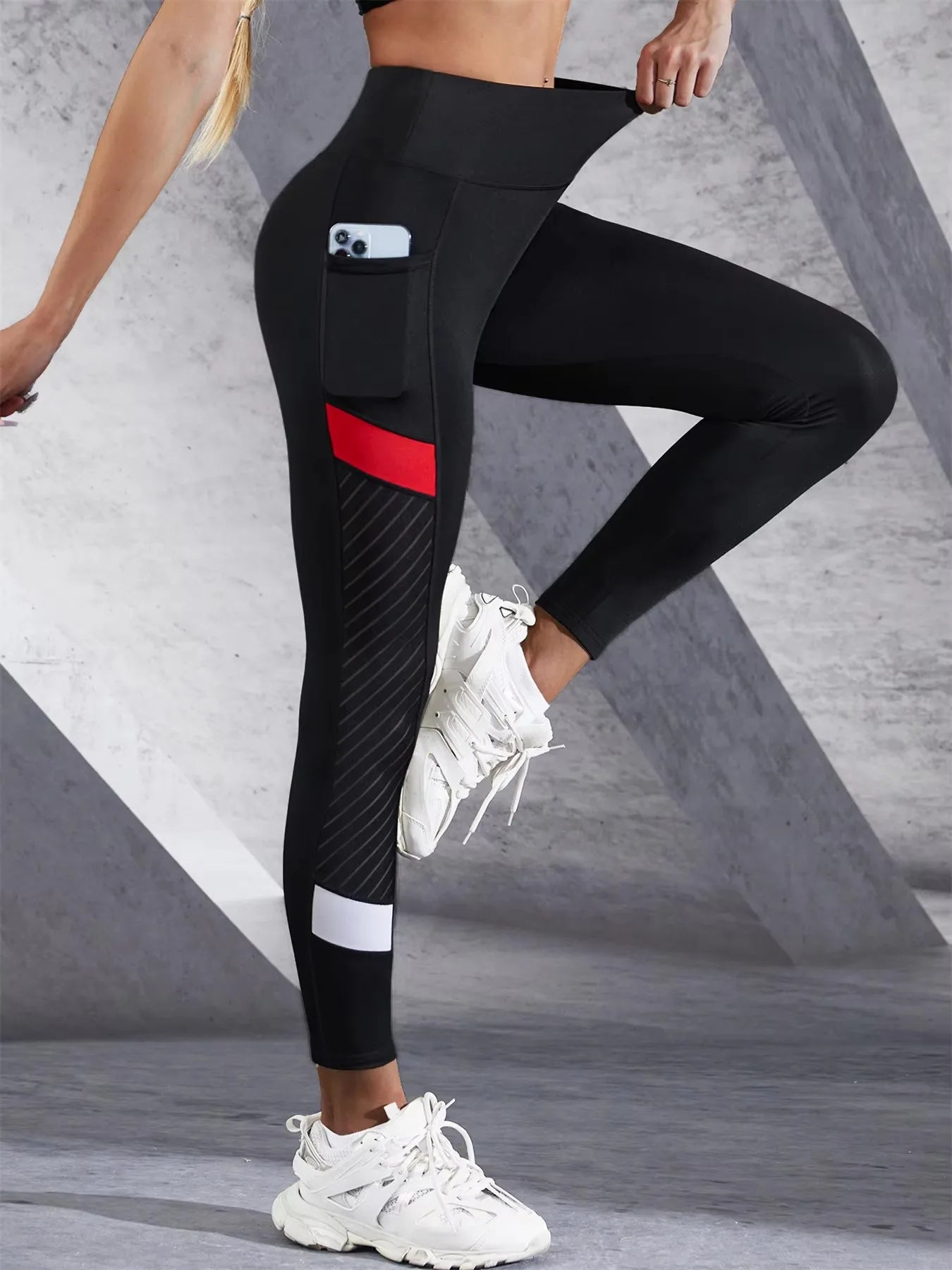 Women’s Colorblock Mesh High Waist Yoga Leggings