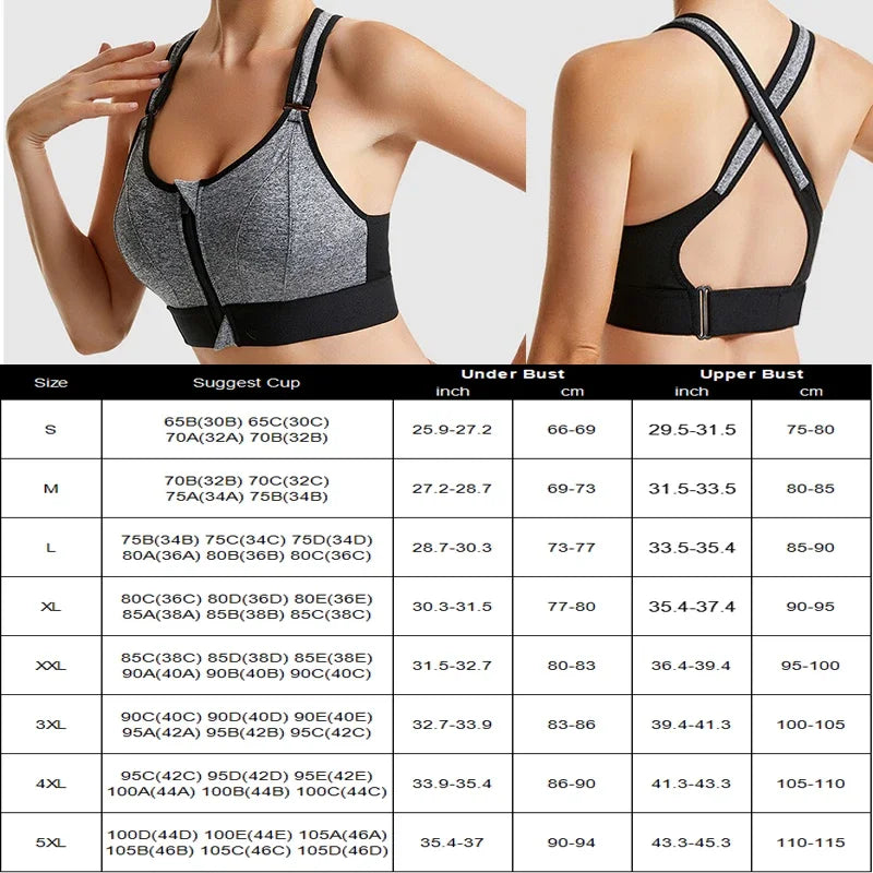 Seamless Shockproof Padded Yoga Bra with front Zipper