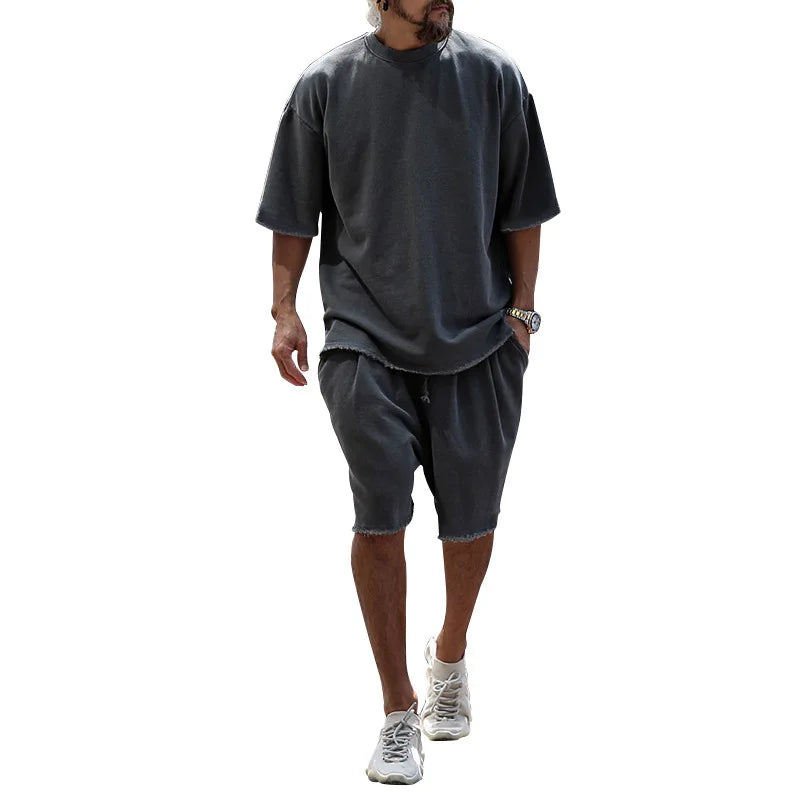 Men’s Summer Cotton Tracksuit Set T-Shirt and Shorts