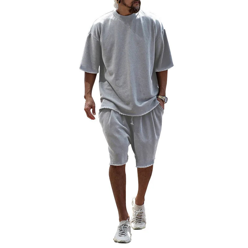 Men’s Summer Cotton Tracksuit Set T-Shirt and Shorts