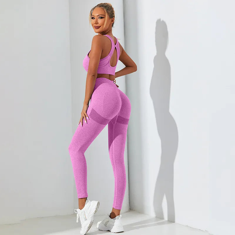 Women’s Yoga Set Push Up Bra and High Waist Leggings Fitness Outfit