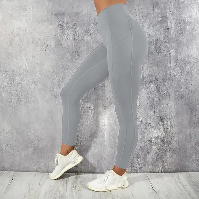 High-Waist Yoga Leggings with Pocket - G&A Luxurys