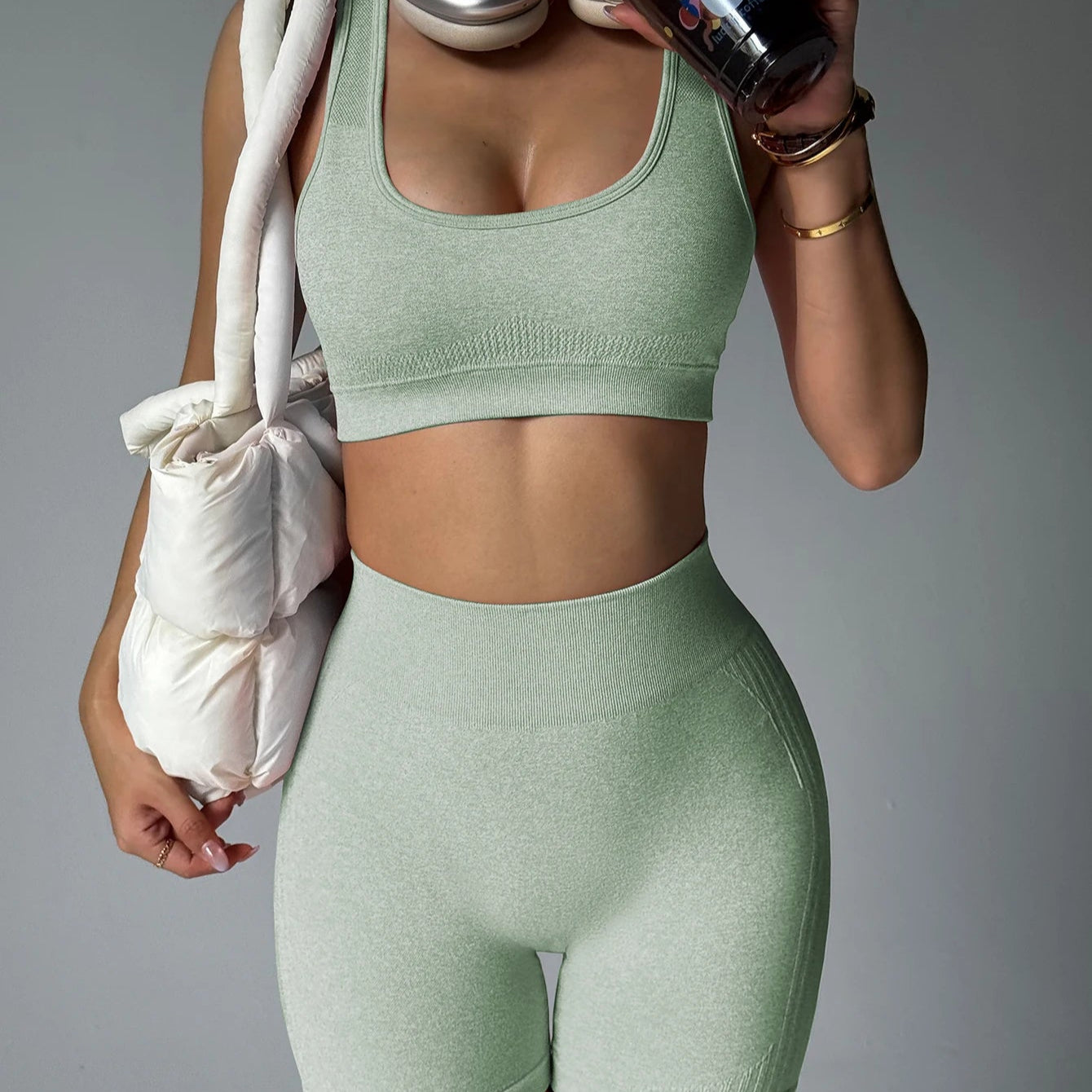 3-Piece Seamless Yoga Set: Sports Bra, Shorts & Leggings for Women