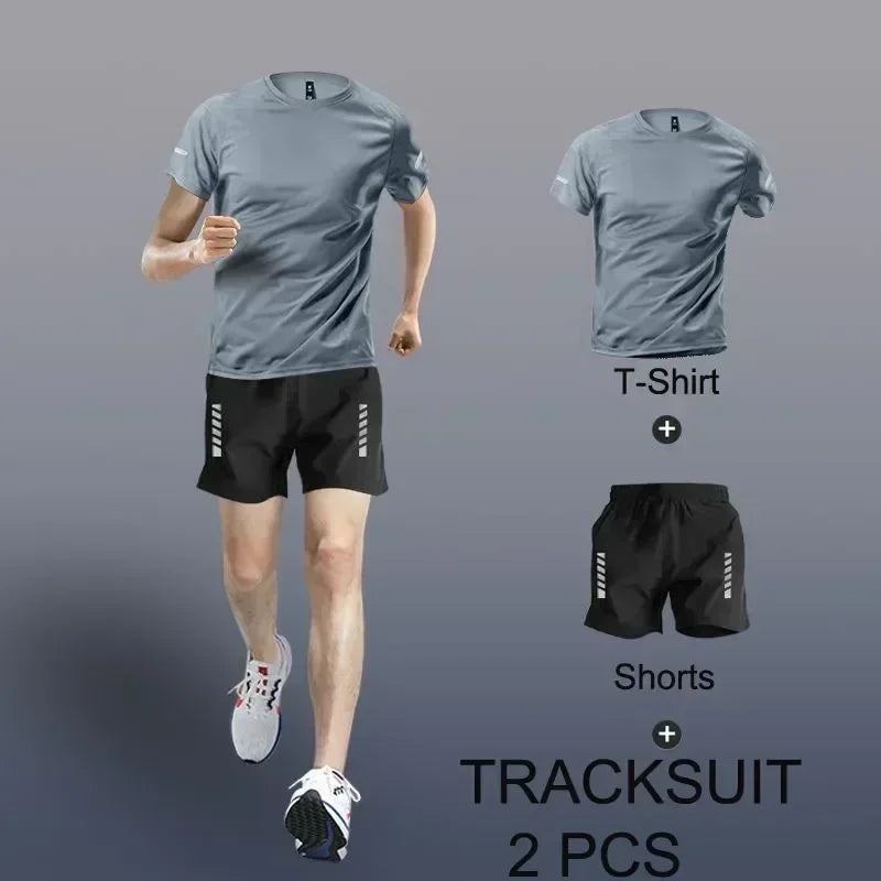 Men’s Sportswear Set Quick Dry Gym Training and Running Tracksuit