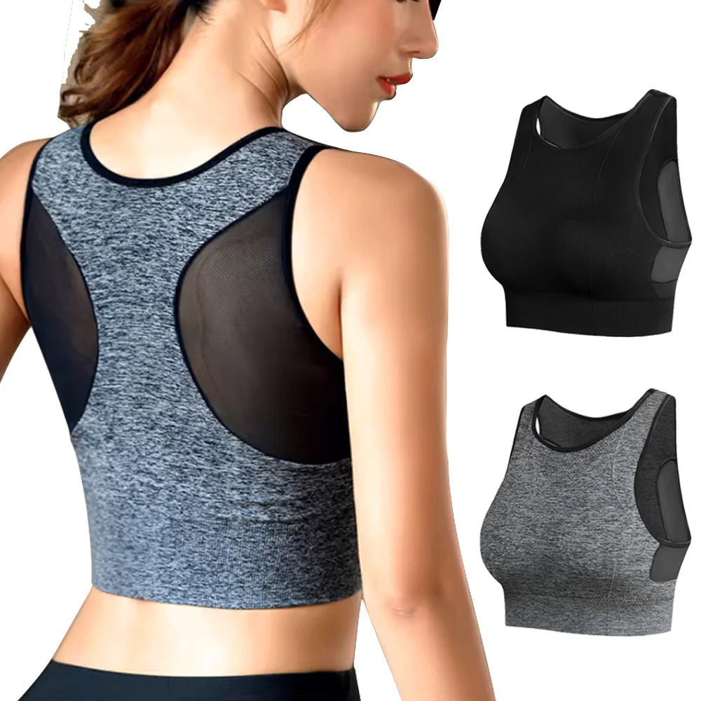 Women’s Shockproof Mesh Crop Sports Bra