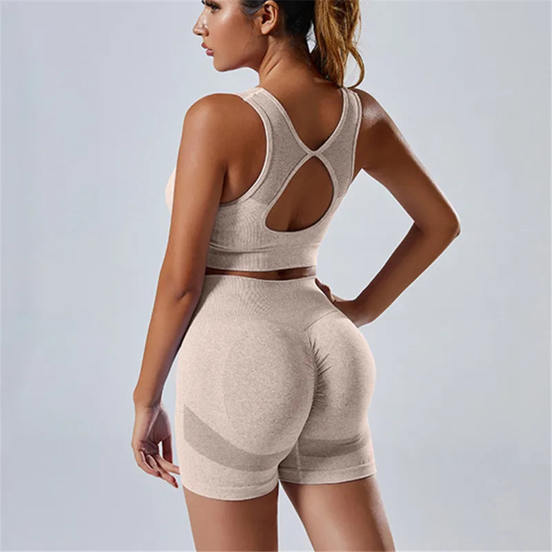 Women’s Yoga Set  Push Up Bra and High Waist Leggings Fitness Outfit