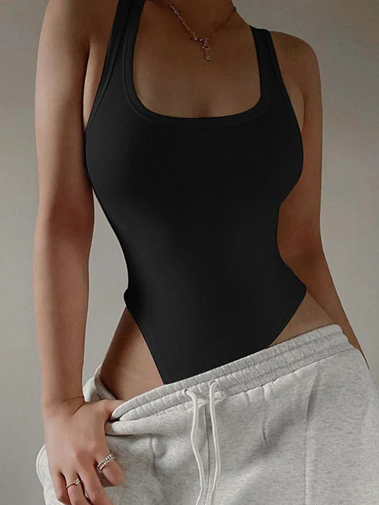 Sleeveless Knit Bodysuit Top for Women Summer Clubwear