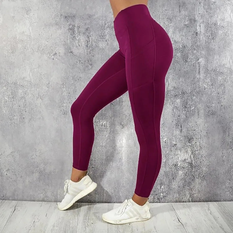 High-Waist Yoga Leggings with Pocket - G&A Luxurys