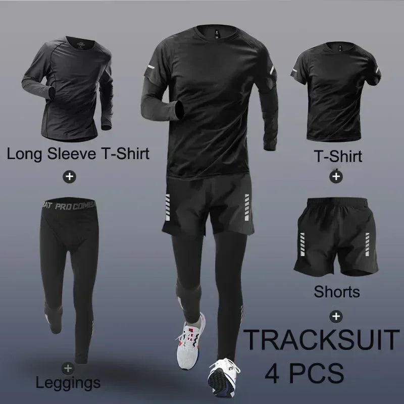 Men’s Sportswear Set Quick Dry Gym Training and Running Tracksuit
