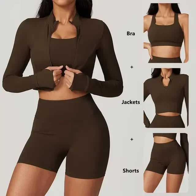 Women’s 3-Piece Yoga Set  for Gym & Running