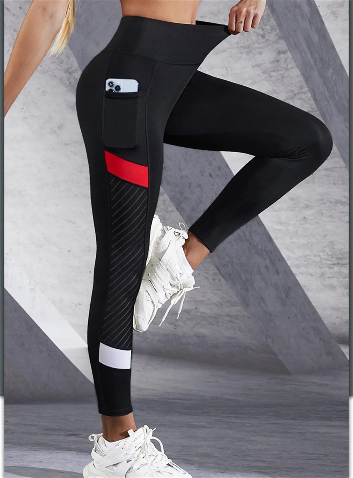 Women’s Colorblock Mesh High Waist Yoga Leggings