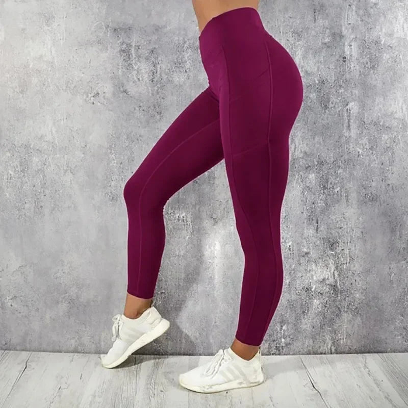 High-Waist Yoga Leggings with Pocket - G&A Luxurys