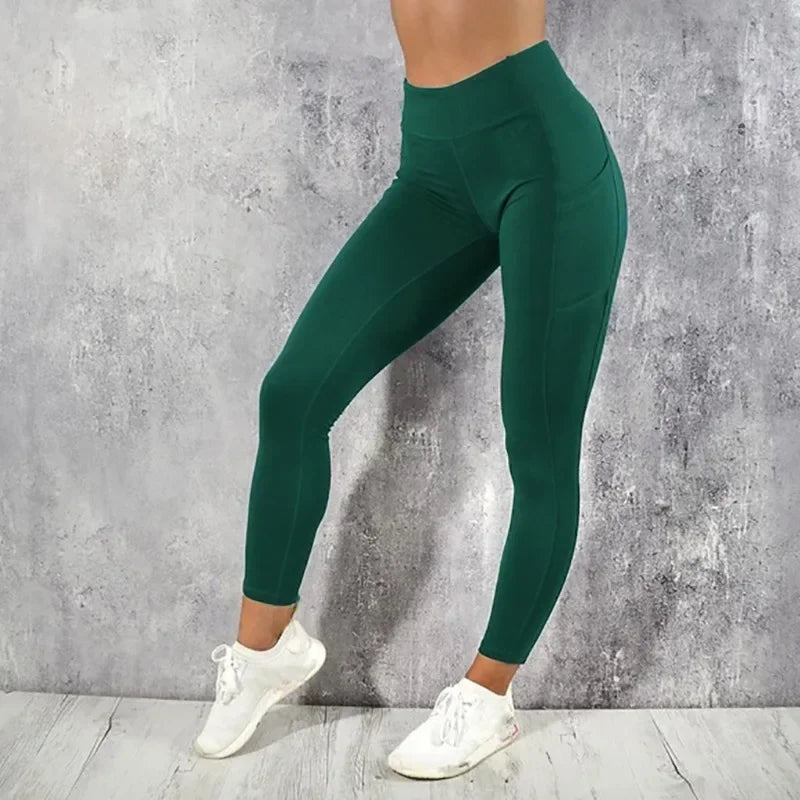 High-Waist Yoga Leggings with Pocket - G&A Luxurys