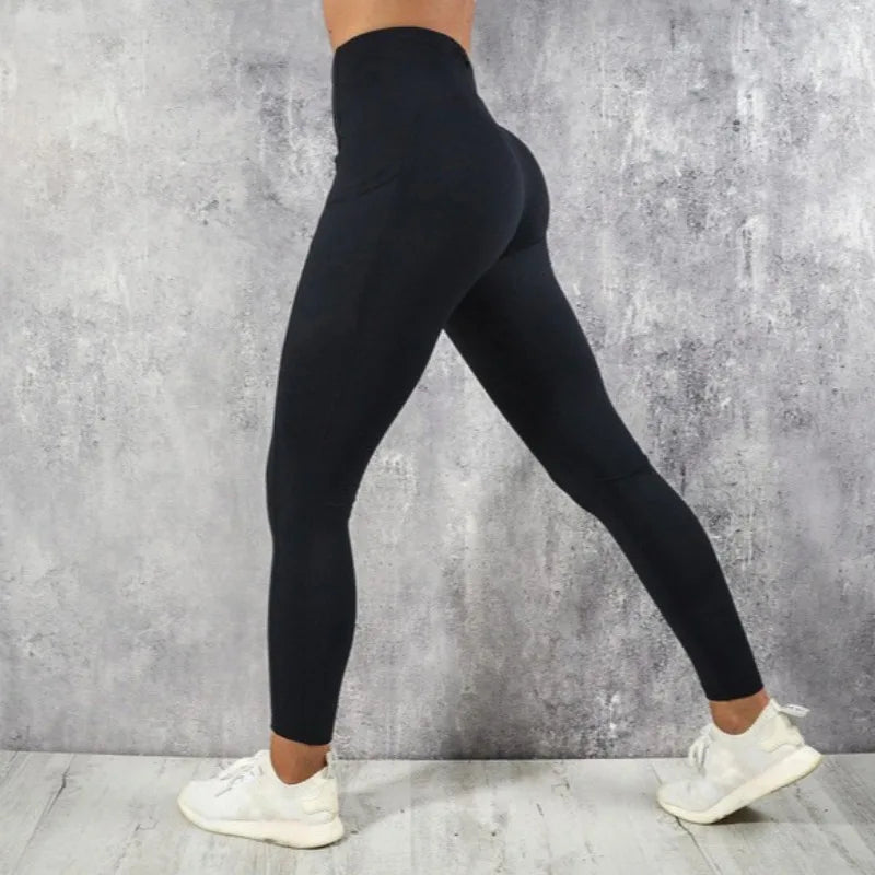 High-Waist Yoga Leggings with Pocket - G&A Luxurys