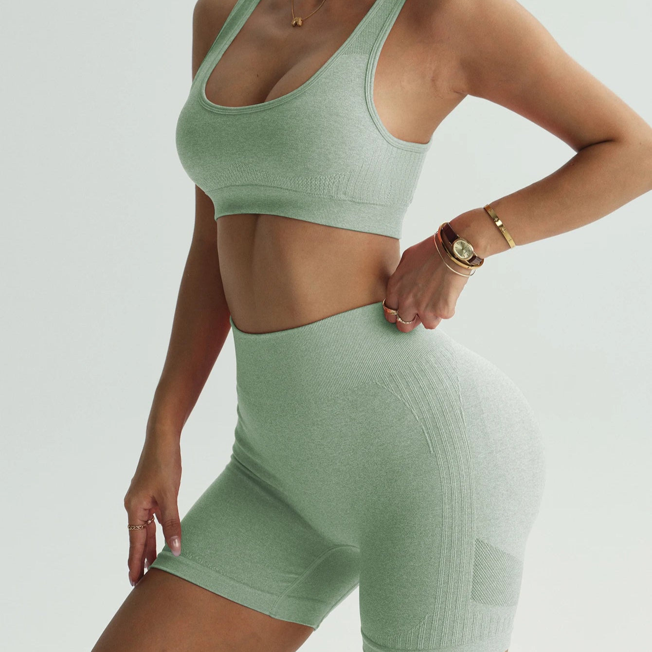 3-Piece Seamless Yoga Set: Sports Bra, Shorts & Leggings for Women