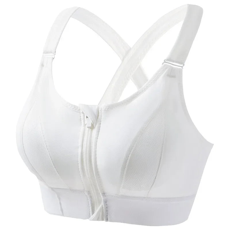 Seamless Shockproof Padded Yoga Bra with front Zipper